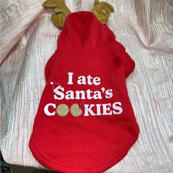 Other - Red Pet Hoodie with Antlers